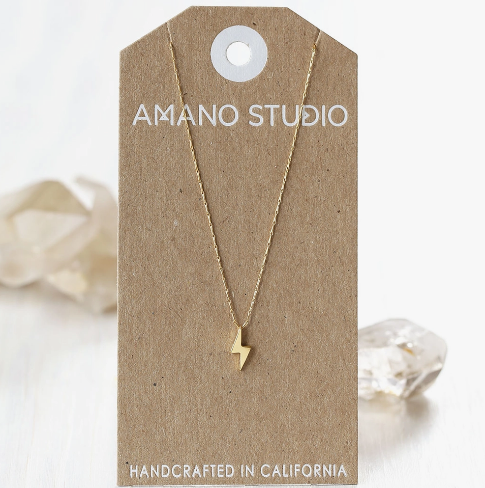Amano Studio Tiny Gold Lightning Bolt Necklace