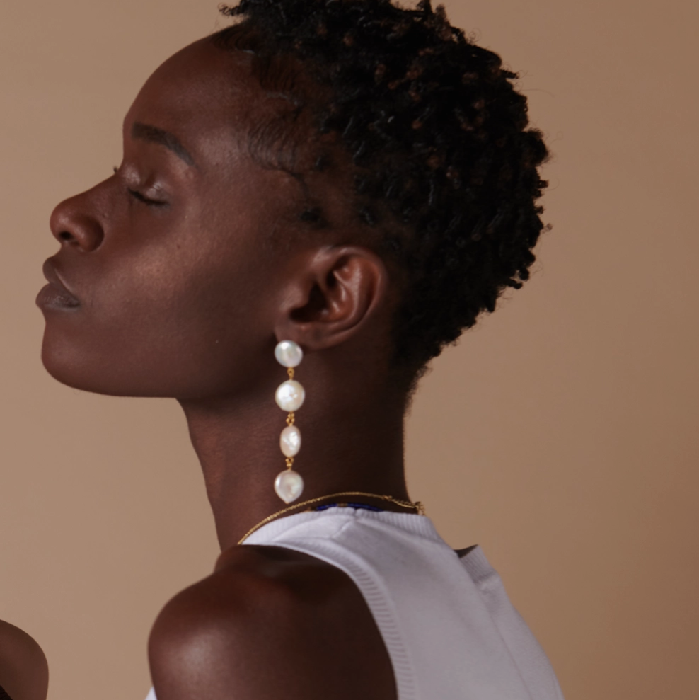 Siizu - Venice Pearl Dangling Earrings - Sustainable Jewelry