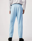 afends, unisex sweatpants, sky blue, sustainable, ethical, sweats, joggers, womens apparel, loungewear, curate