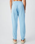 afends, unisex sweatpants, sky blue, sustainable, ethical, sweats, joggers, womens apparel, loungewear, curate