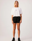 afends, oversized tshirt, tee, graphic tee, white, purple, womens apparel, sustainable, ethical, curate