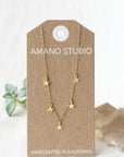 five stars necklace, tiny stars, star necklace, gold, ethically made and handmade
