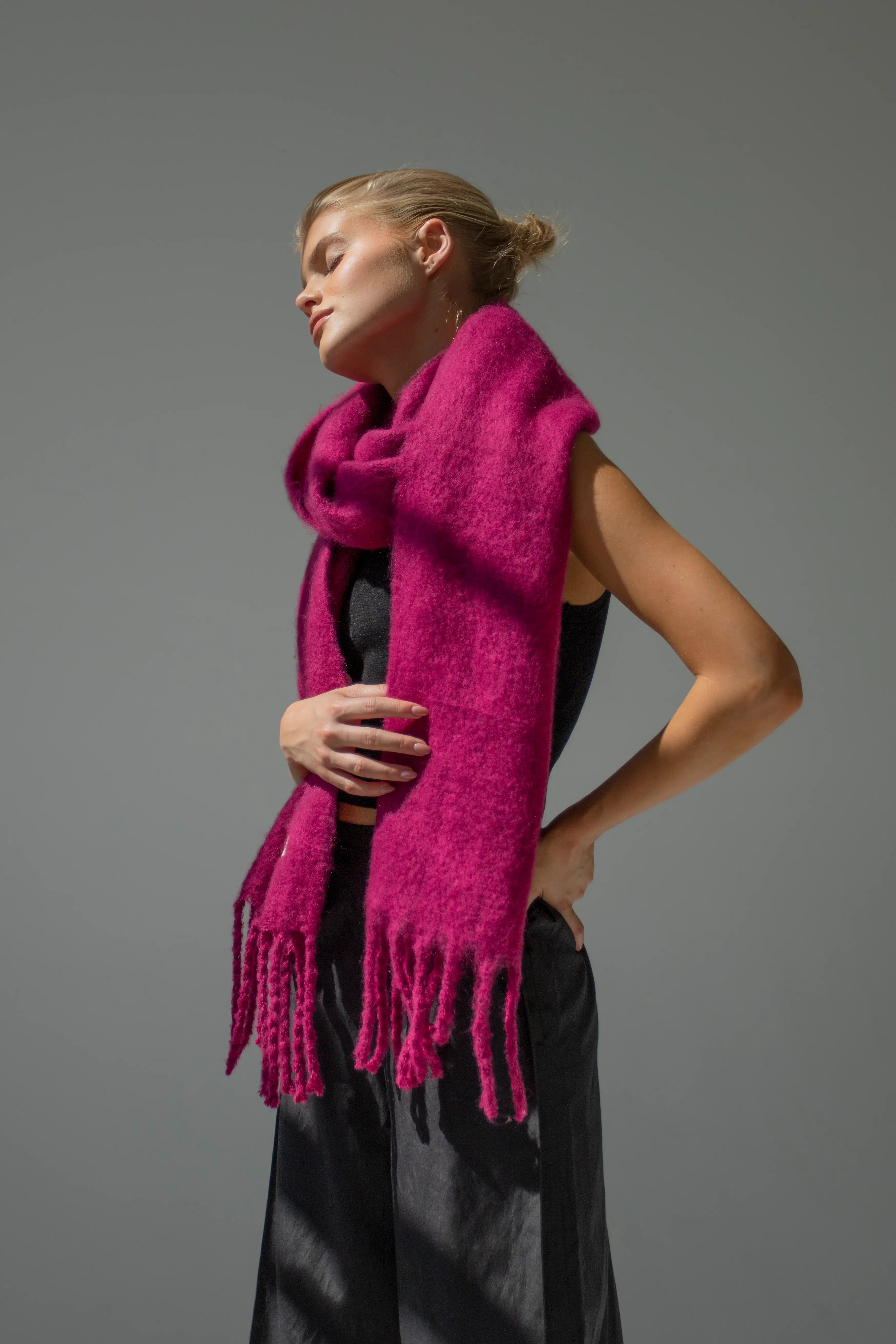 Womens Scarf in Hot Magenta Pink