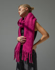 arctic fox and co, sustainable and ethical fashion, womens apparel, scarf, stockholm scarf, orchid flower pink magenta, curate