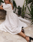 Bali Elf Cherie Puff Sleeve Linen Midi Dress
