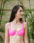 neon pink underwire bikini top, sustainably and ethically made
