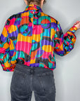 Vintage Multicolor Shoulder Pad Blouse | Yves St. Clair | Sizes XS-M