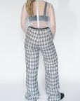 sister jane, carrie tweed trouser, tweed pants, beige and black, wide leg trousers, women's apparel, women's pants, ethically made, curate