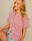 Haley Solar Daisy Buttons Short Sleeve Shirt