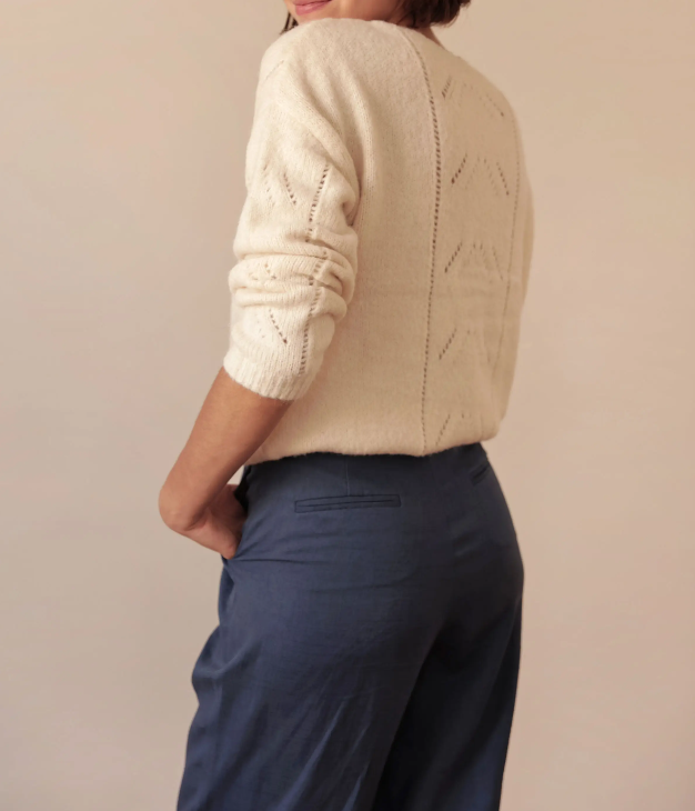 laura laval paris, st. germain cardigan sweater, ivory, offwhite, womens sweater, knitwear, soft, sustainable and ethical, made in france, curate