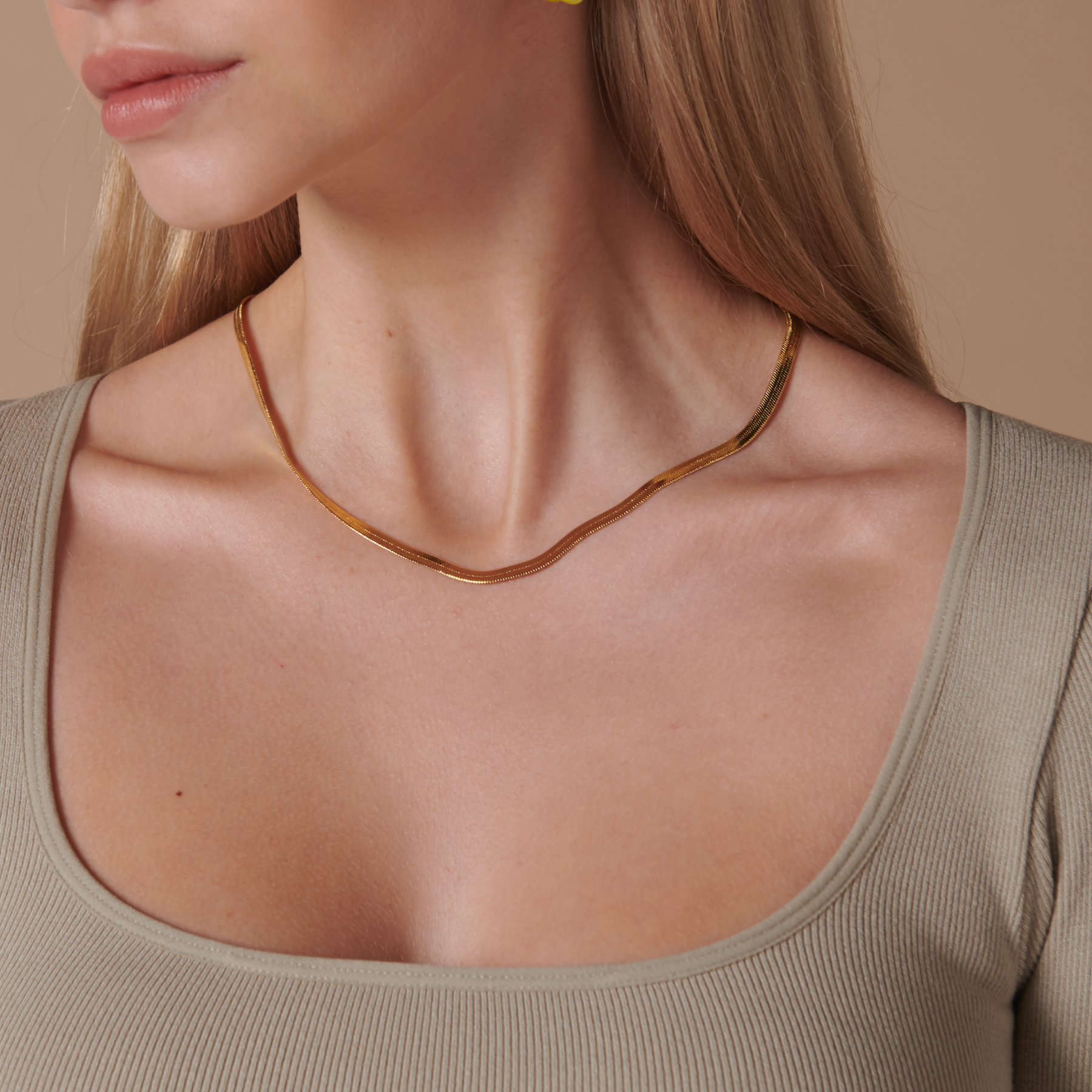 Thick Herringbone Chain Necklace, Shiny Simple 1/4 Inch Wide Necklace, –  MeltemiCollection