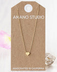 mini heart pendant gold necklace, ethical handmande